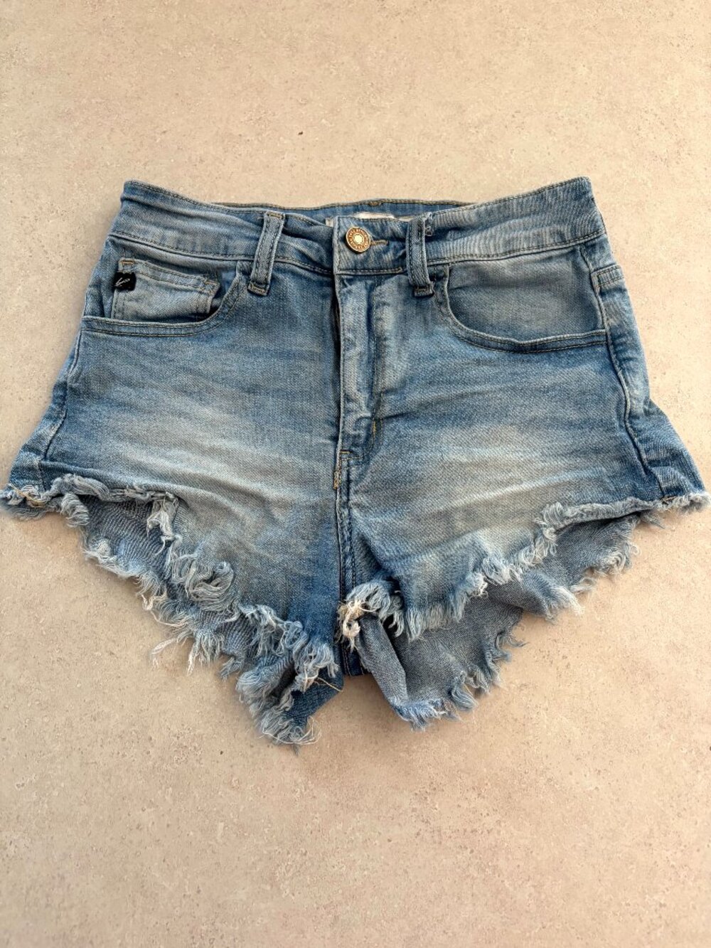 KanCan Women's Size 26 Blue Distressed Denim Cut-Off Jean Shorts Frayed Hem